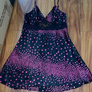 Black n pink polkadot slip dress/shirt